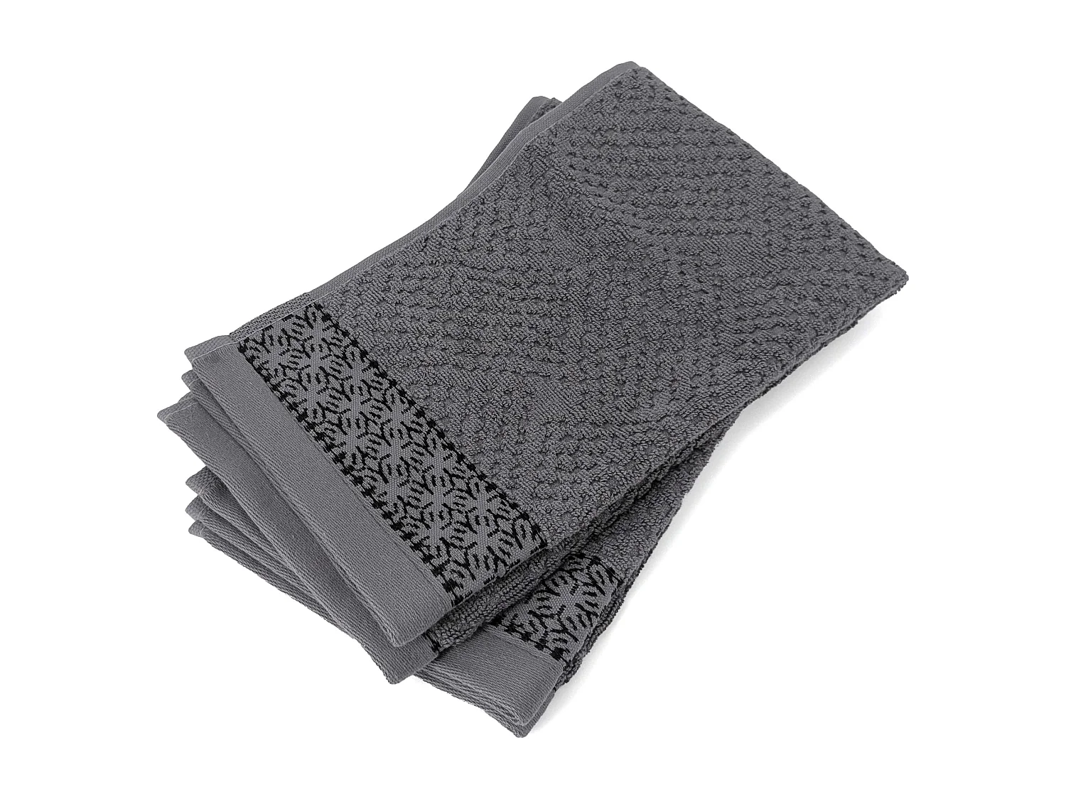 Lot de 2 serviettes invité 33x50 cm pur coton collection OSAKA fleurs gris