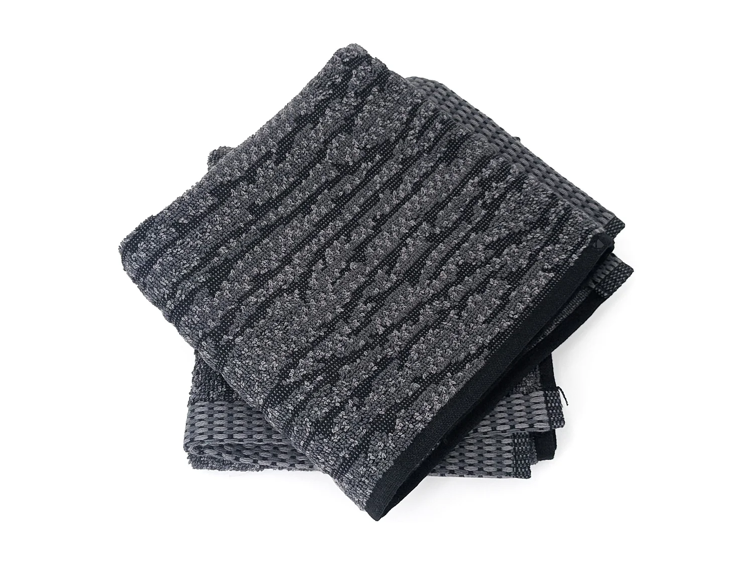 Lot de 2 serviettes invité 33x50 cm pur coton collection OSAKA feuillage gris