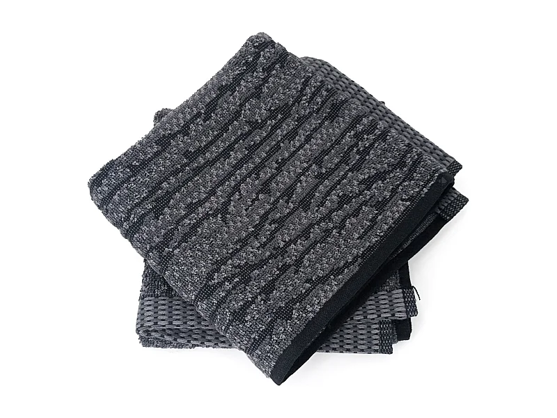 Lot de 2 serviettes invité 33x50 cm pur coton collection OSAKA feuillage gris