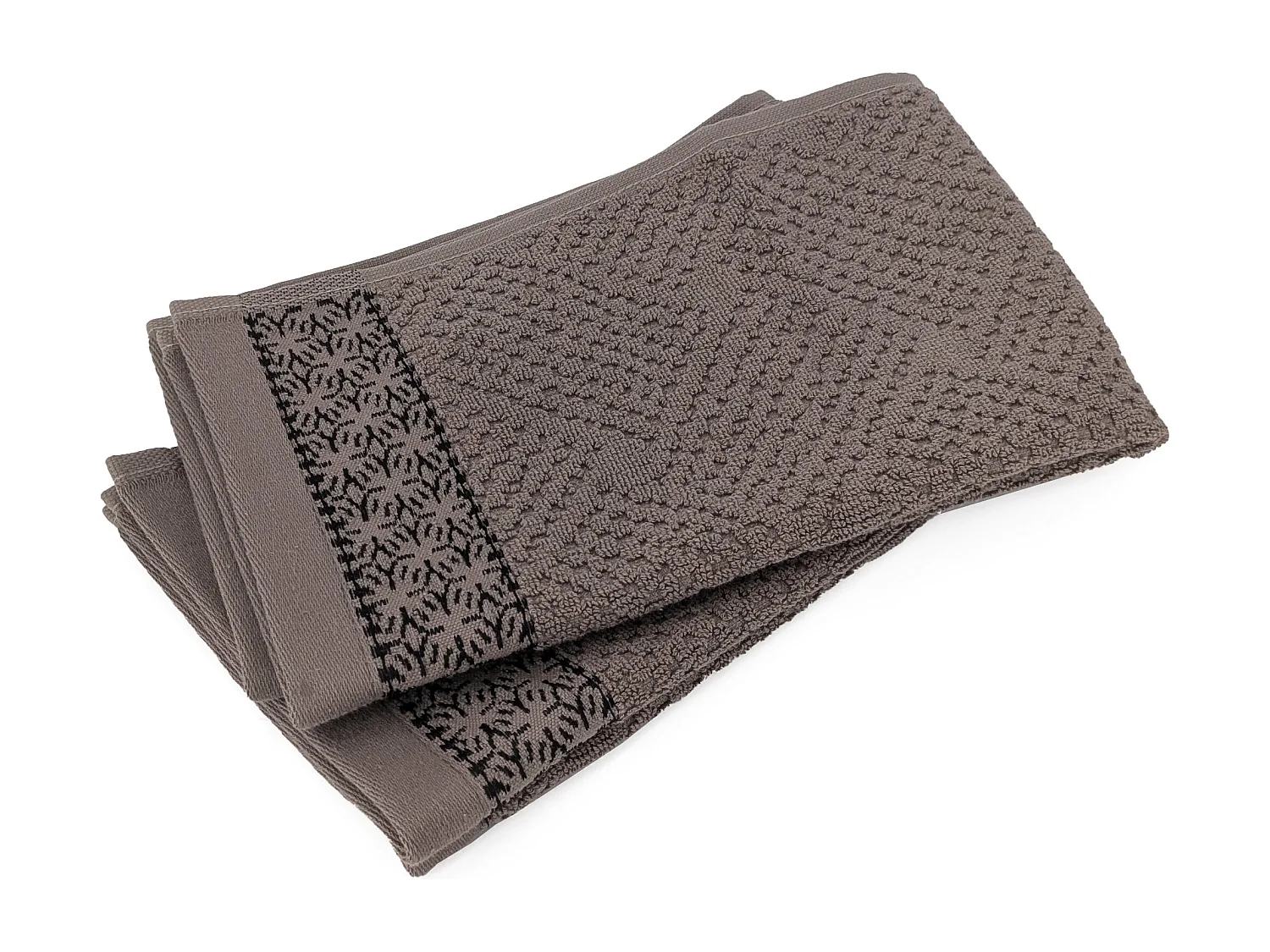 Lot de 2 serviettes invité 33x50 cm pur coton collection OSAKA fleurs marron