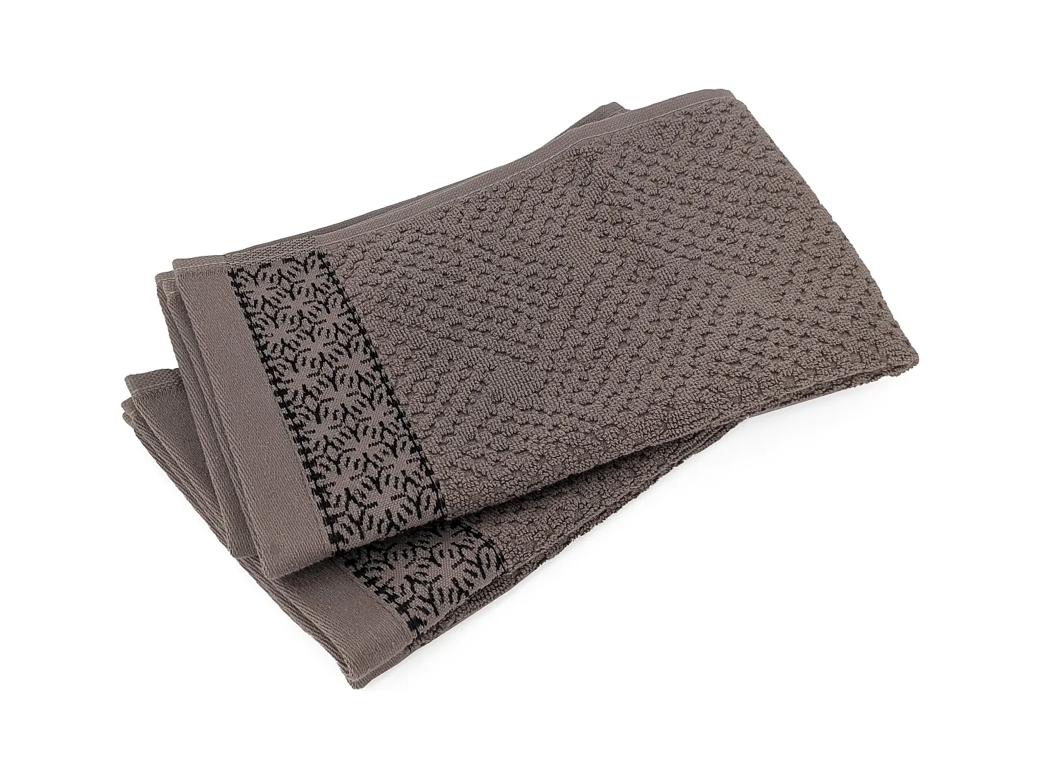 Lot de 2 serviettes invité 33x50 cm pur coton collection OSAKA fleurs marron