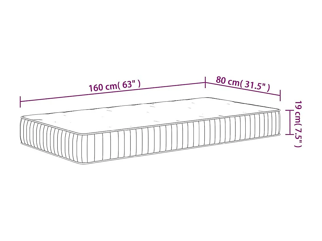 Matelas à ressorts ensachés pour enfants moyen 80x160 cm