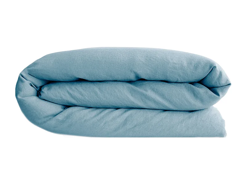 Housse de couette 200x200 cm lin lavé SONATE bleu Topaze