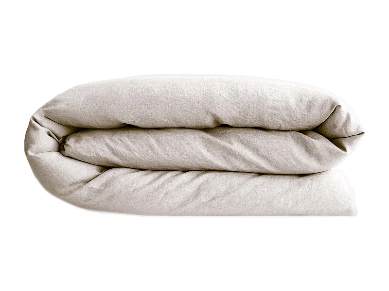 Housse de couette 140x200 cm lin lavé SONATE blanc Naturel