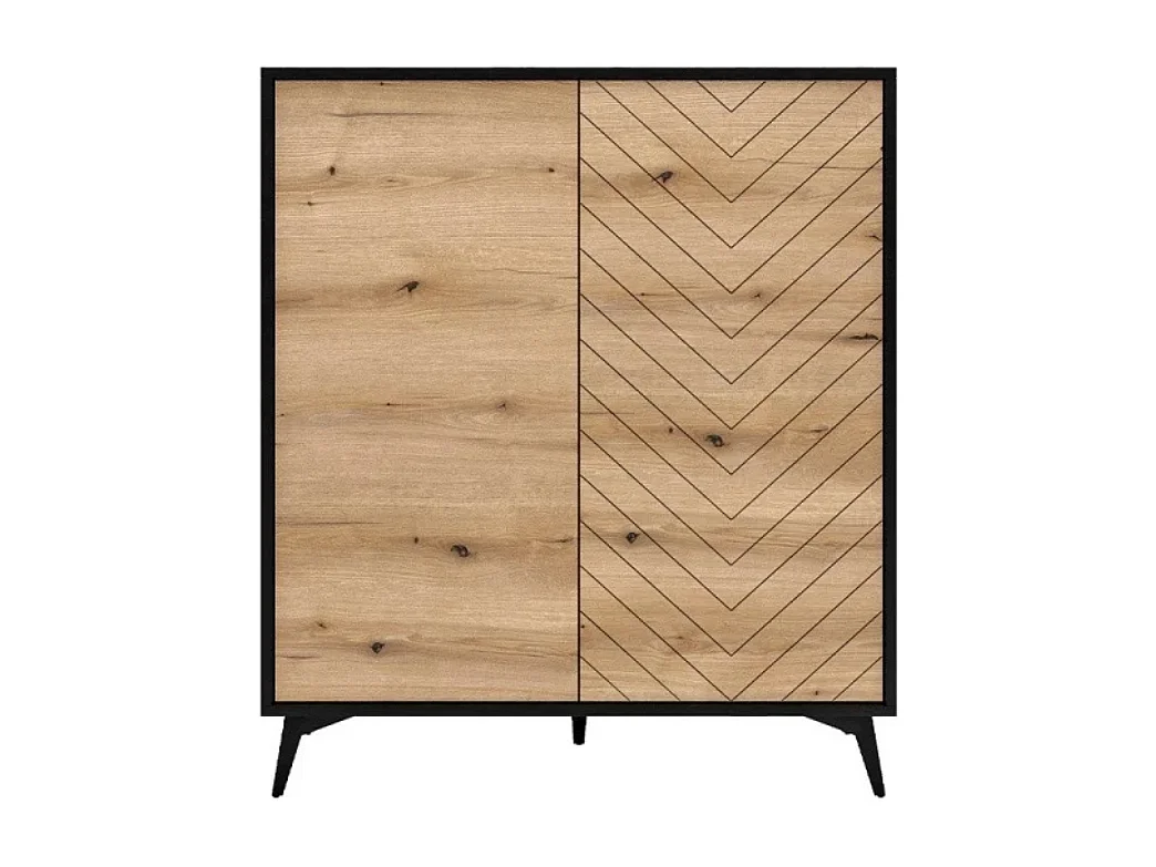 Móvel Auxiliar AMBIHOME JESS - Preto/Carvalho, C104xP39xA119cm