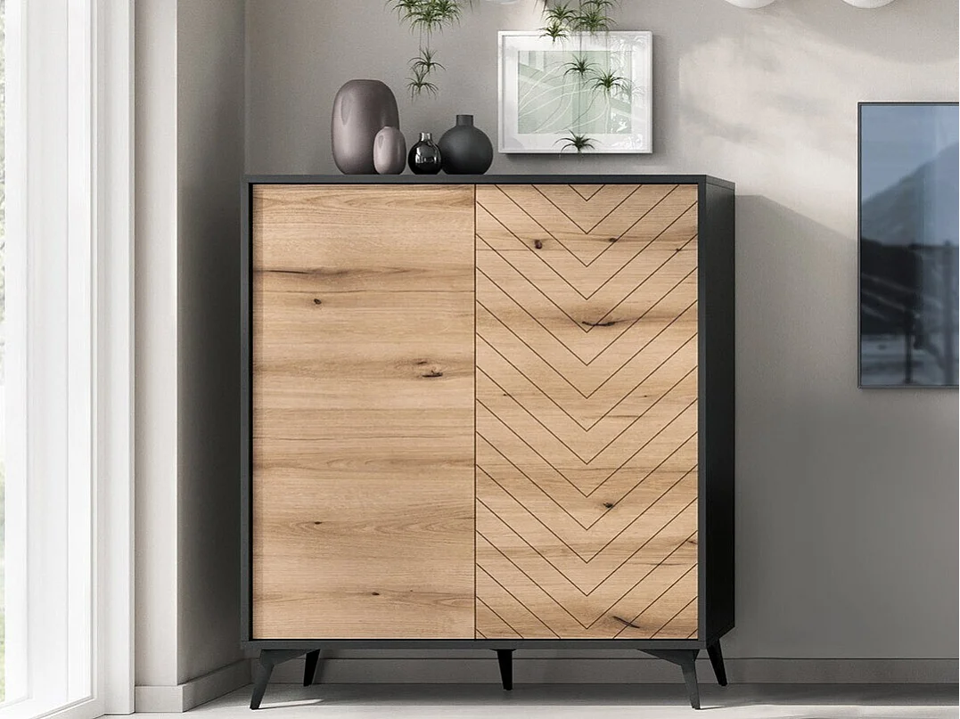 Móvel Auxiliar AMBIHOME JESS - Preto/Carvalho, C104xP39xA119cm