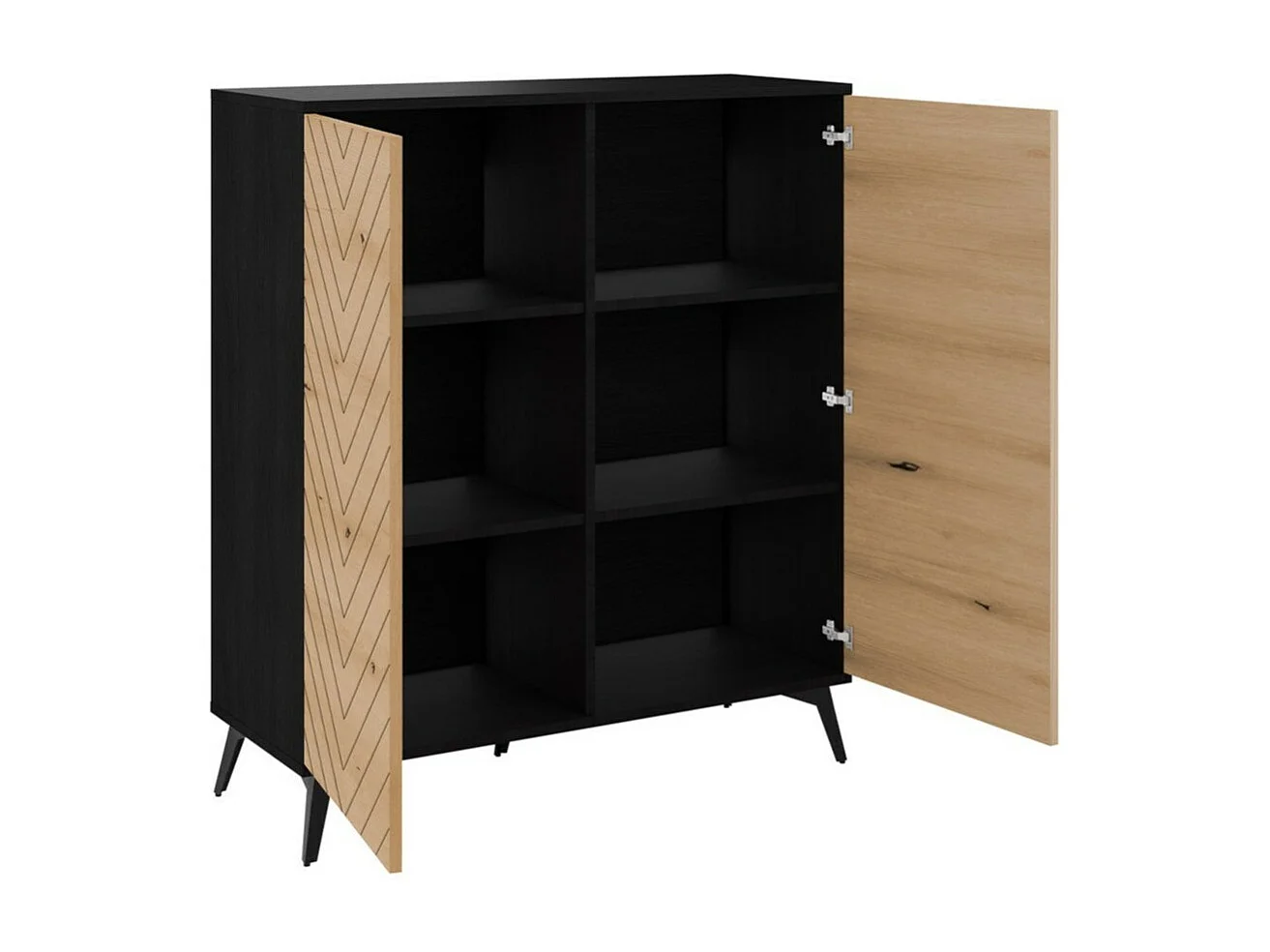 Móvel Auxiliar AMBIHOME JESS - Preto/Carvalho, C104xP39xA119cm