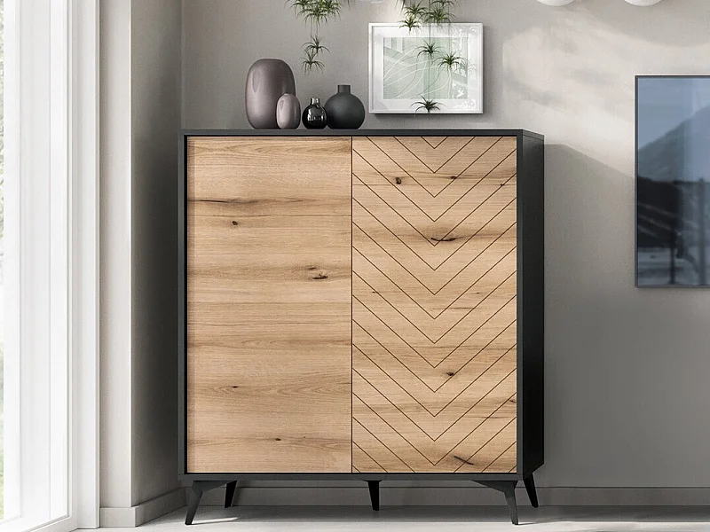 Móvel Auxiliar AMBIHOME JESS - Preto/Carvalho, C104xP39xA119cm