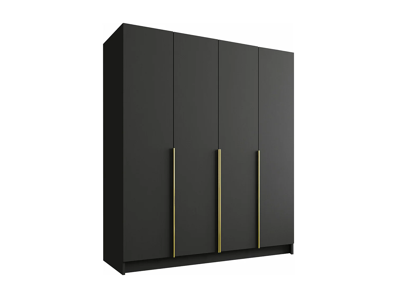 Armoire Closico 192, Noir|Doré, 215x200x58cm, Portes d'armoire: Avec des charnières