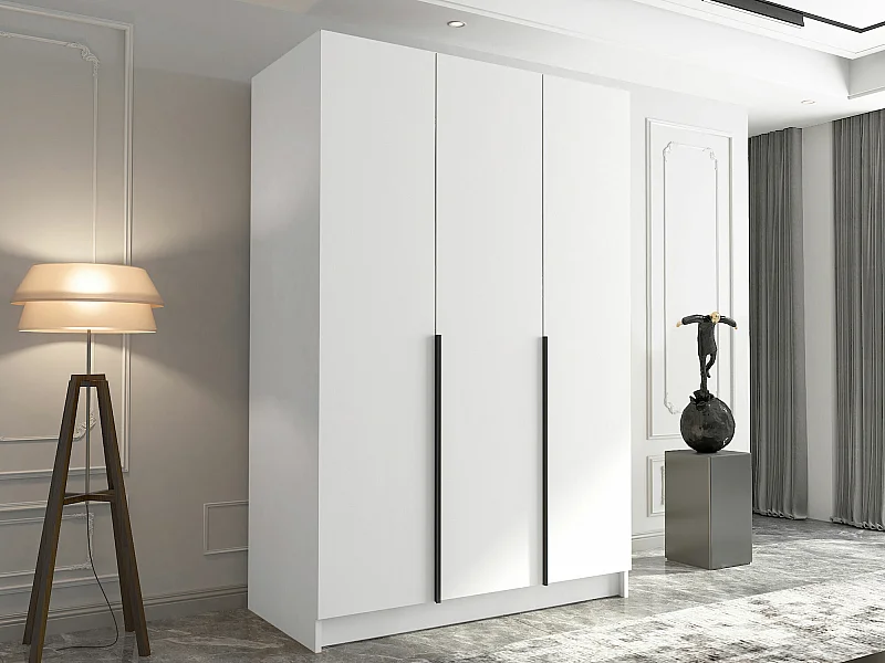 Armadio Closico 198, Nero|Bianco, 215x150x58cm, Porte armadi: Battenti
