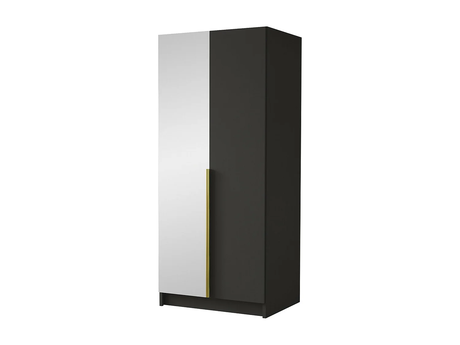 Armoire Closico 194, Doré|Noir, 215x100x58cm, Portes d'armoire: Avec des charnières