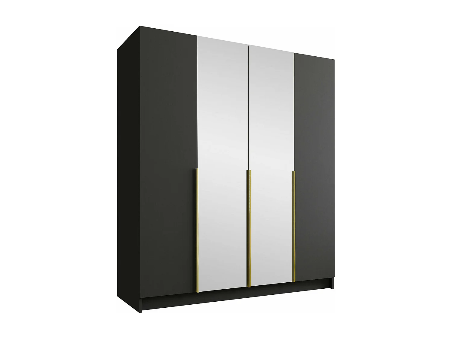 Armoire Closico 191, Doré|Noir, 215x200x58cm, Portes d'armoire: Avec des charnières