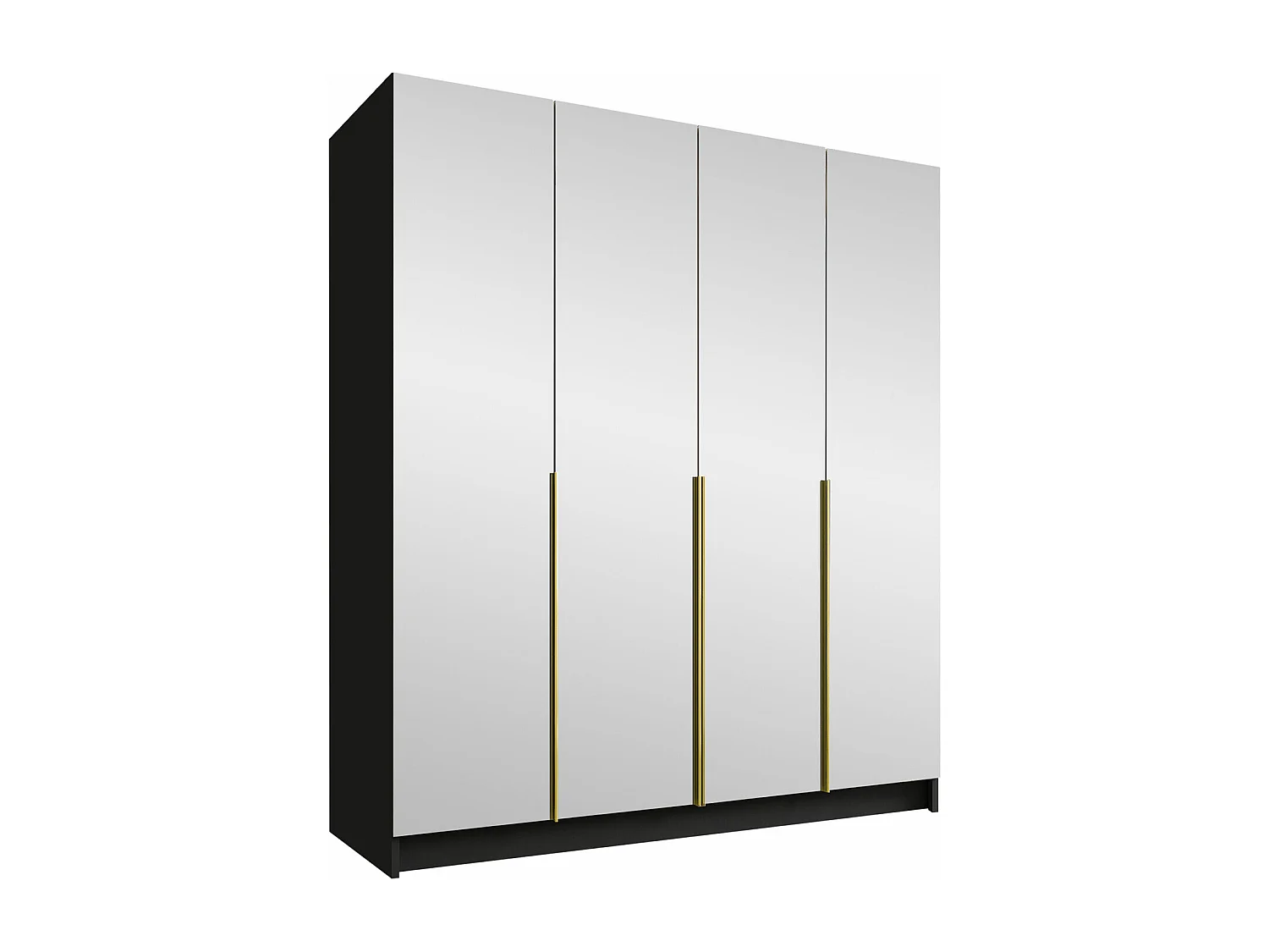 Armoire Closico 190, Doré|Noir, 215x200x58cm, Portes d'armoire: Avec des charnières