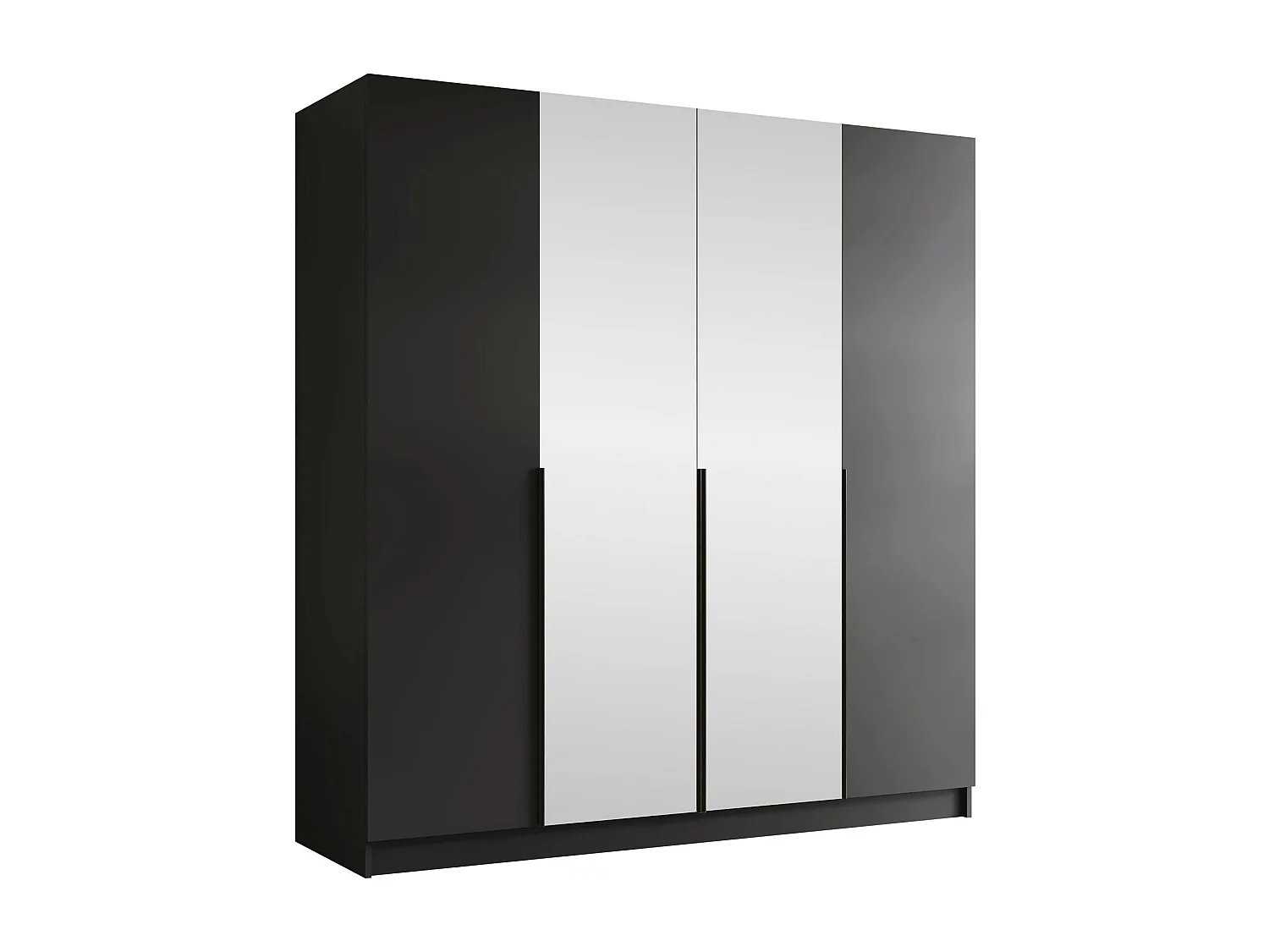Armoire Closico Navor II, Noir, 215x200x58cm, Portes d'armoire: Avec des charnières