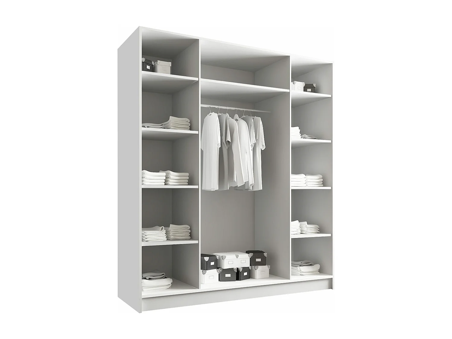 Armoire Closico Navor II, Noir, 215x200x58cm, Portes d'armoire: Avec des charnières