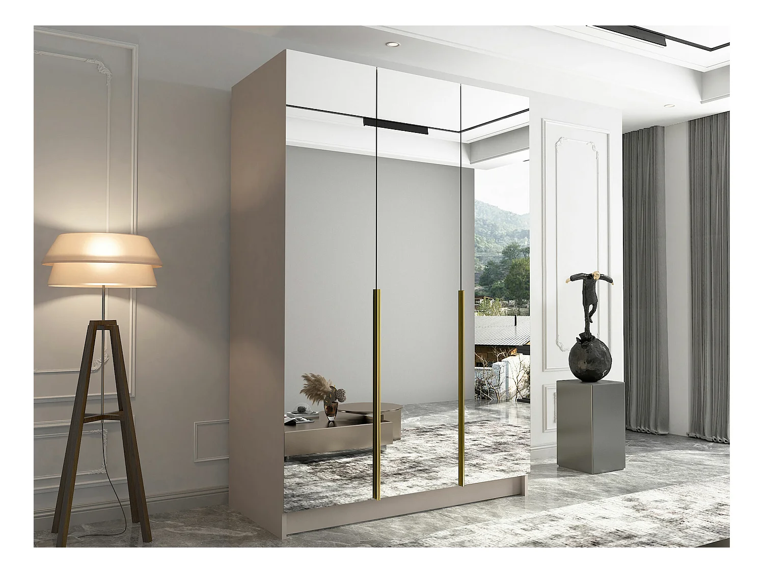 Guardaroba Closico 196, Cachemire|D'oro, 215x150x58cm, Porte guardaroba: Battenti
