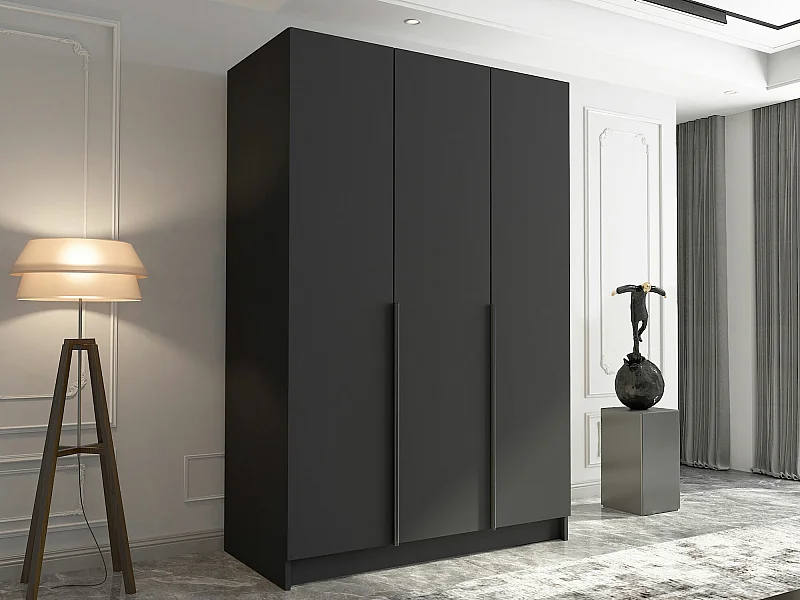 Armoire Closico 198, Noir, 215x150x58cm, Portes d'armoire: Avec des charnières