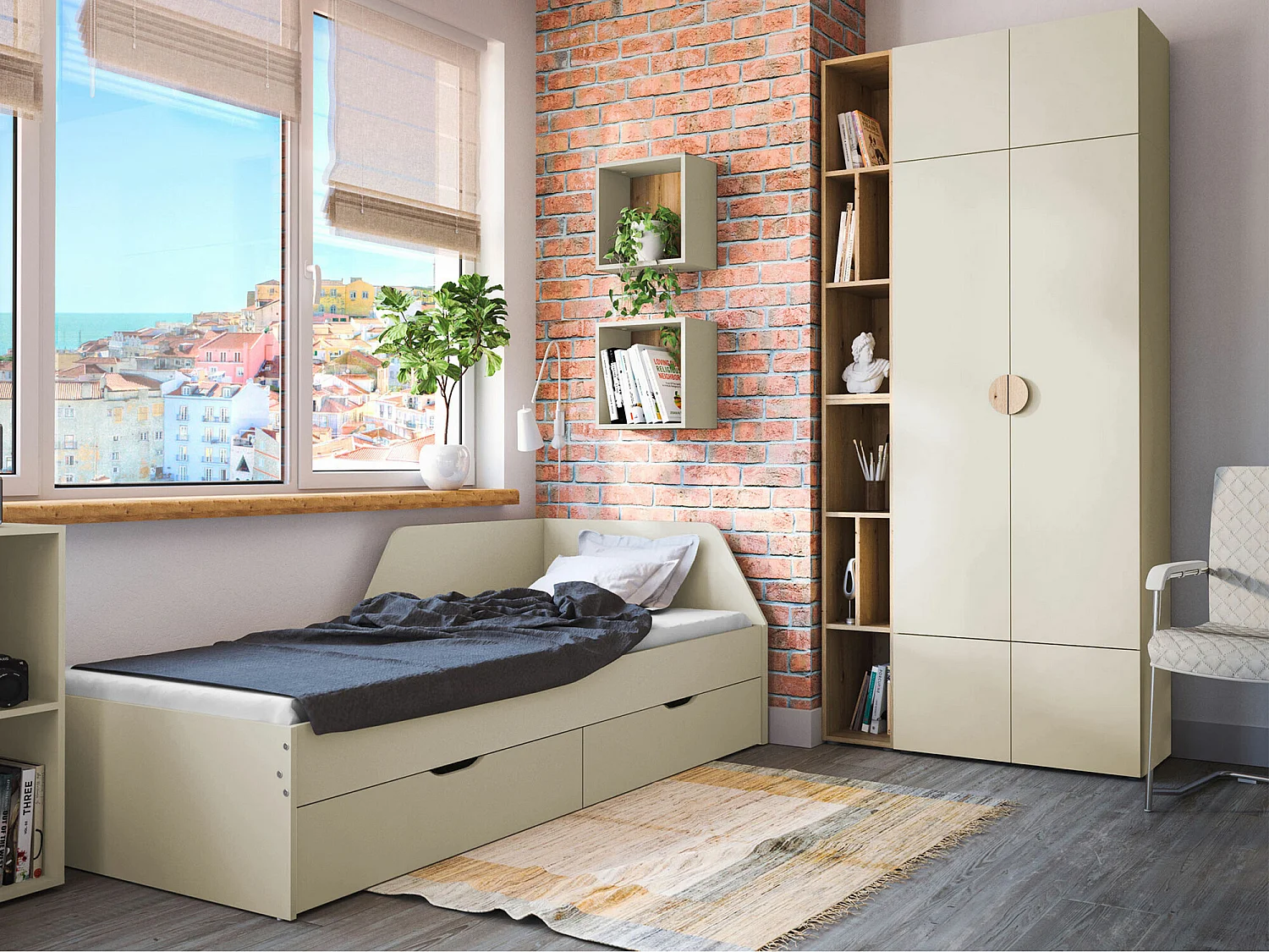 Buffet Morsoru 101, Beige, 38x80cm, Le nombre de portes: 240cm, Stratifié