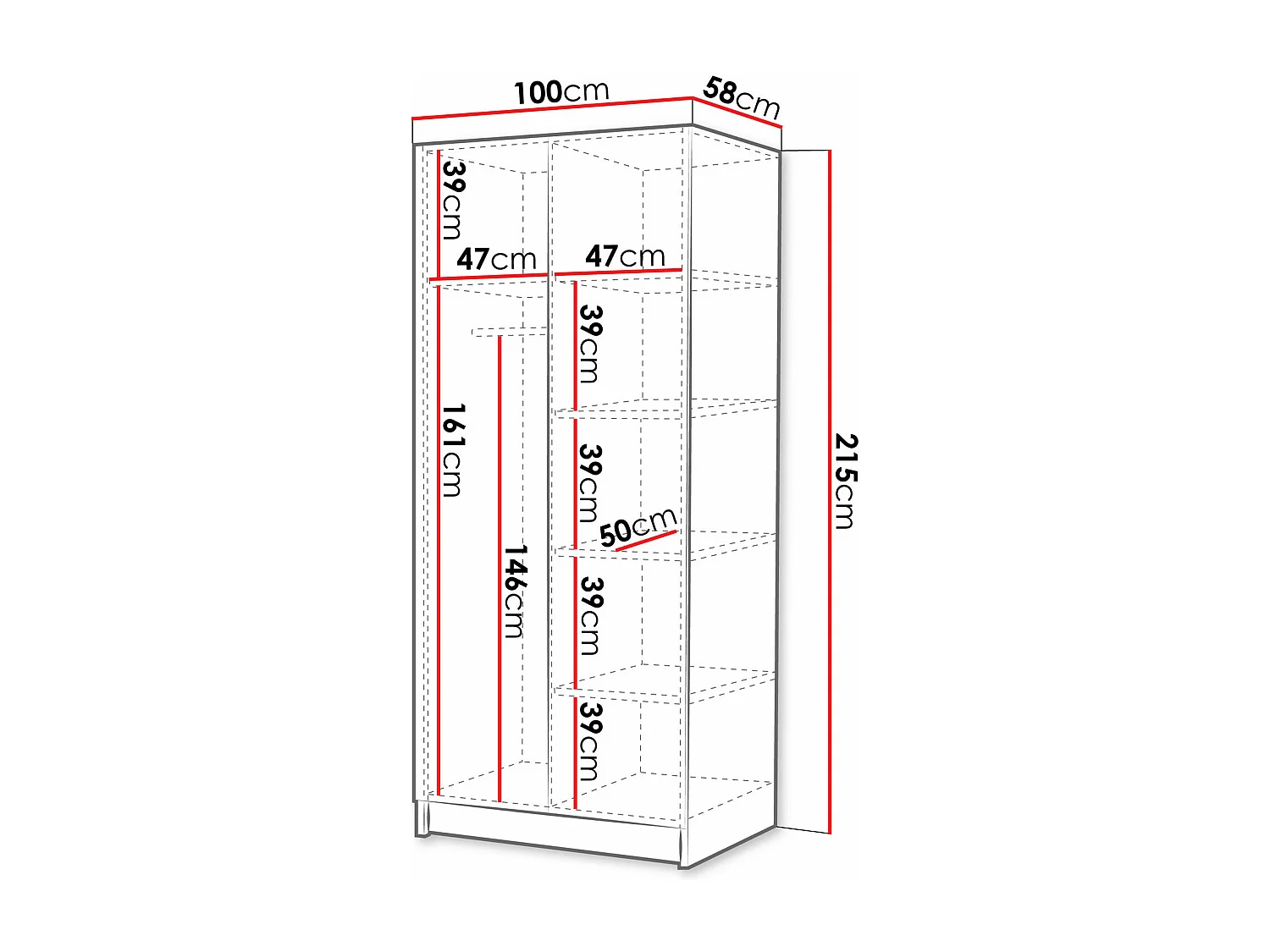 Armario Closico 194, Dorado|Blanco, 215x100x58cm, Puertas de armario: Con bisagras