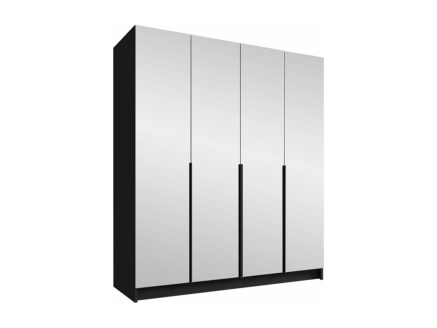 Armoire Closico 190, Noir, 215x200x58cm, Portes d'armoire: Avec des charnières