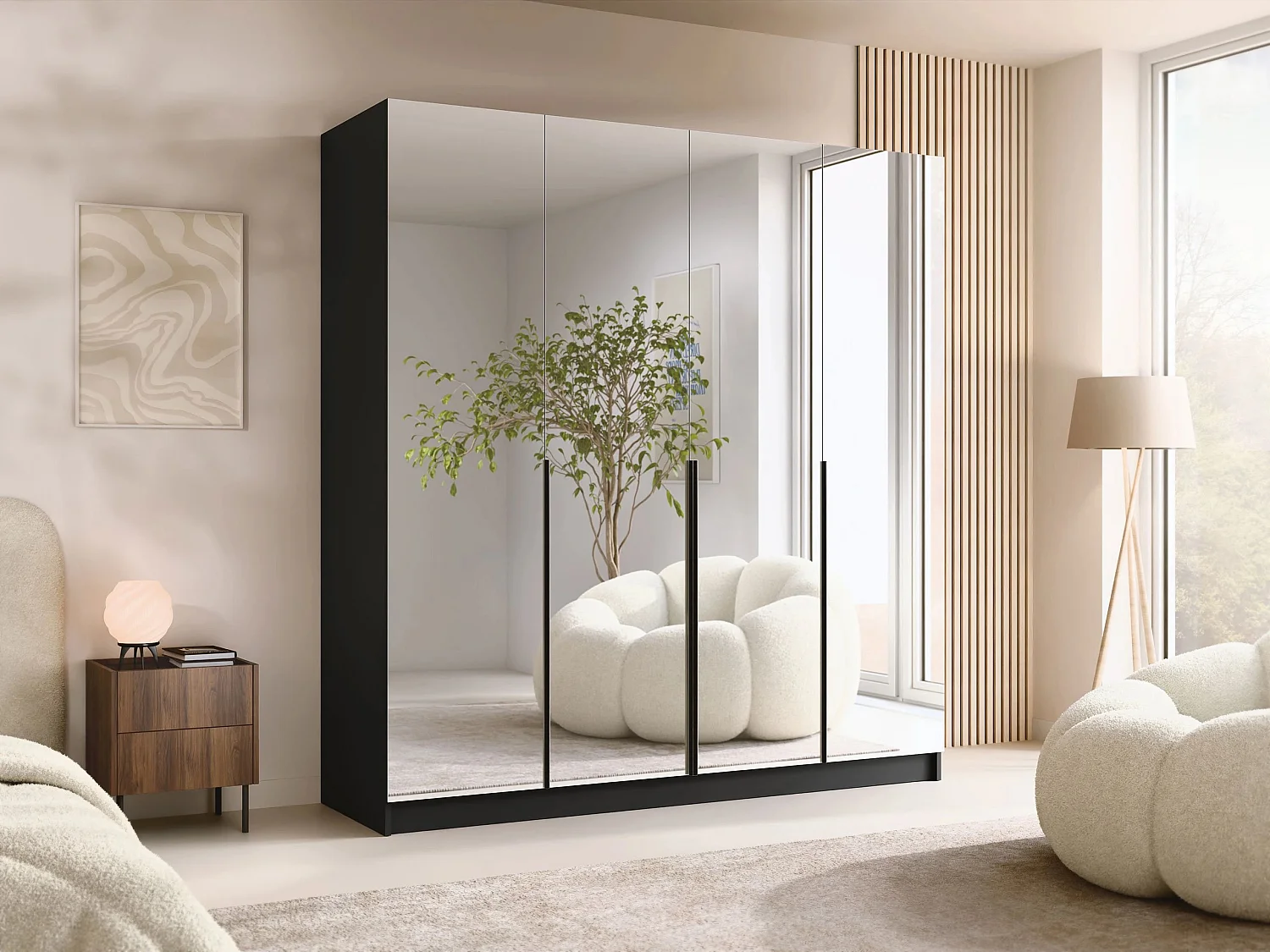 Armoire Closico 190, Noir, 215x200x58cm, Portes d'armoire: Avec des charnières