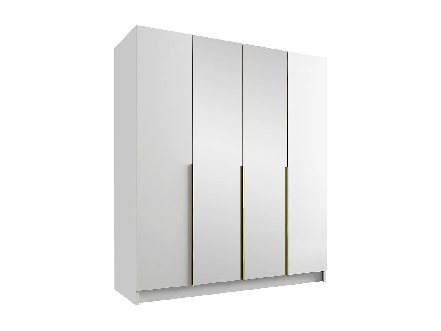 Armoire Closico 191, Doré|Blanc, 215x200x58cm, Portes d'armoire: Avec des charnières