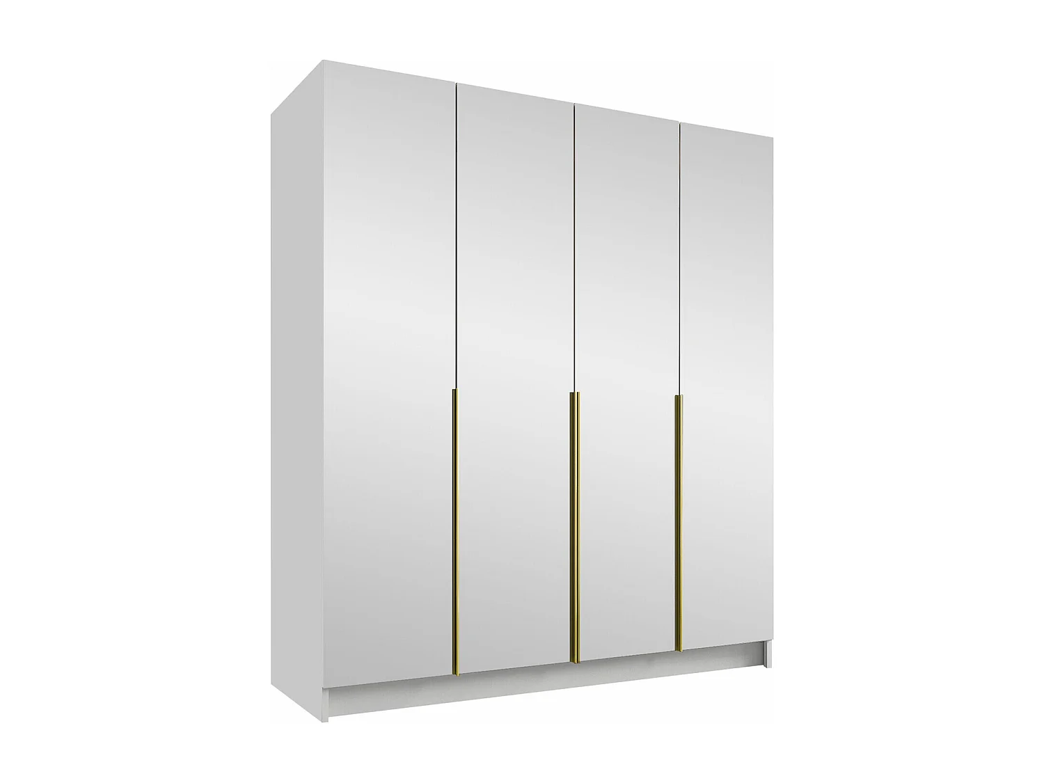 Armoire Closico 190, Blanc|Doré, 215x200x58cm, Portes d'armoire: Avec des charnières