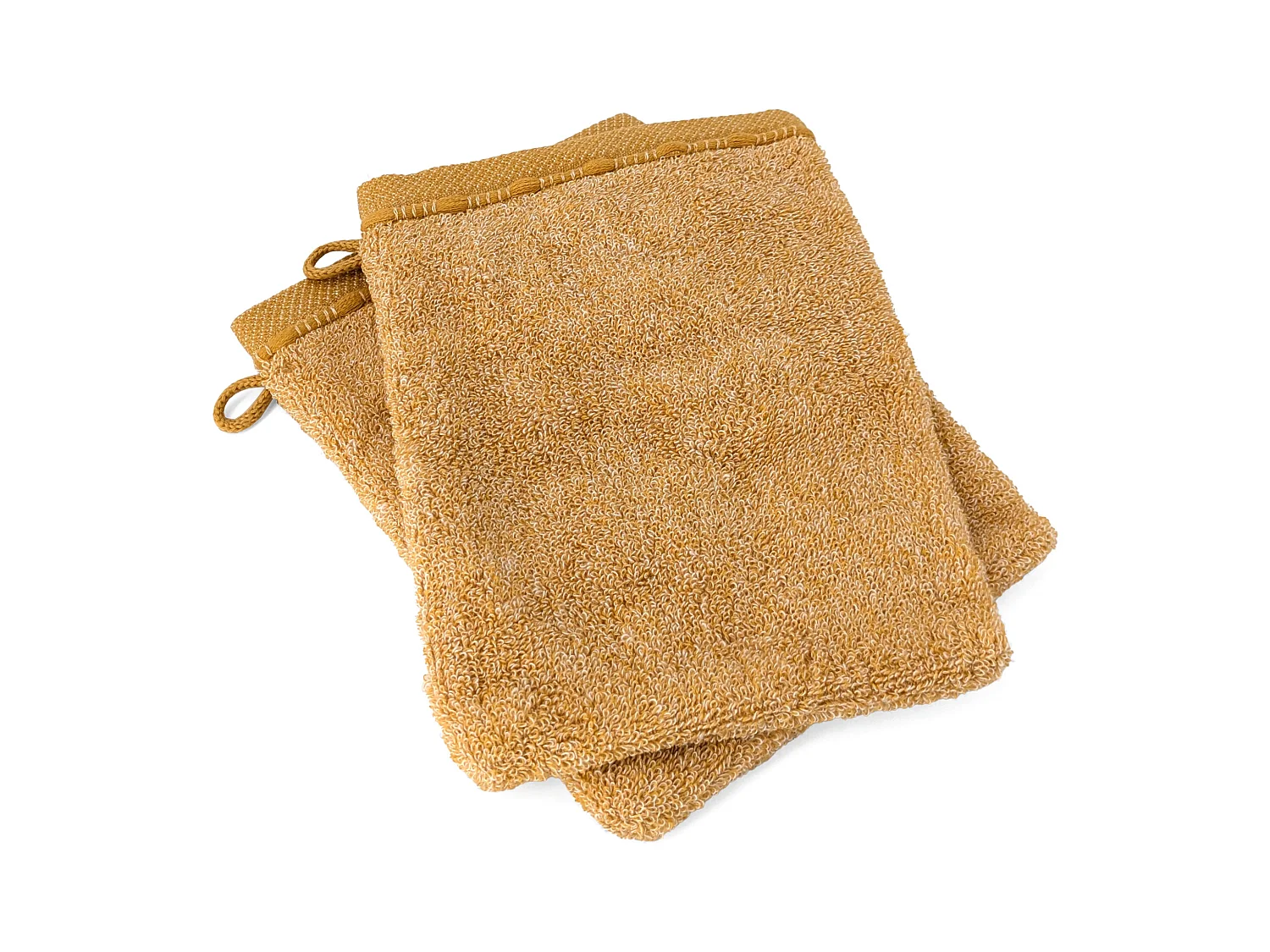 Lot de 2 gants de toilette coton 16x21cm VIVID jaune Miel