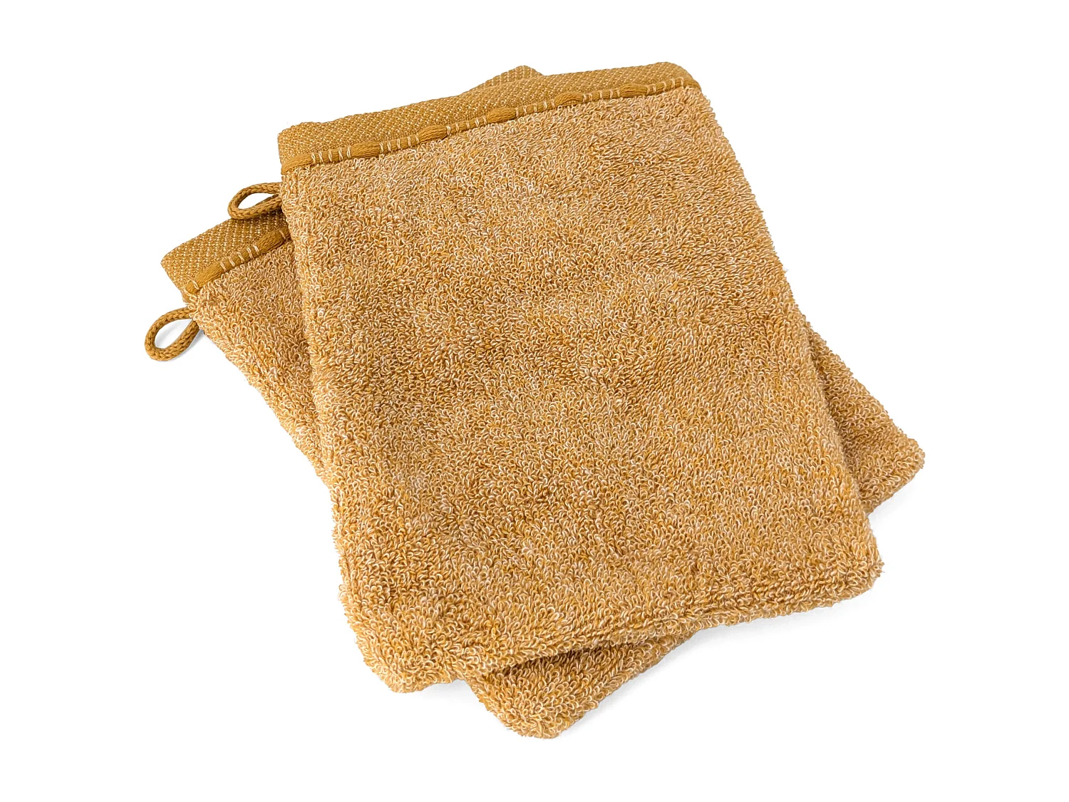Lot de 2 gants de toilette coton 16x21cm VIVID jaune Miel