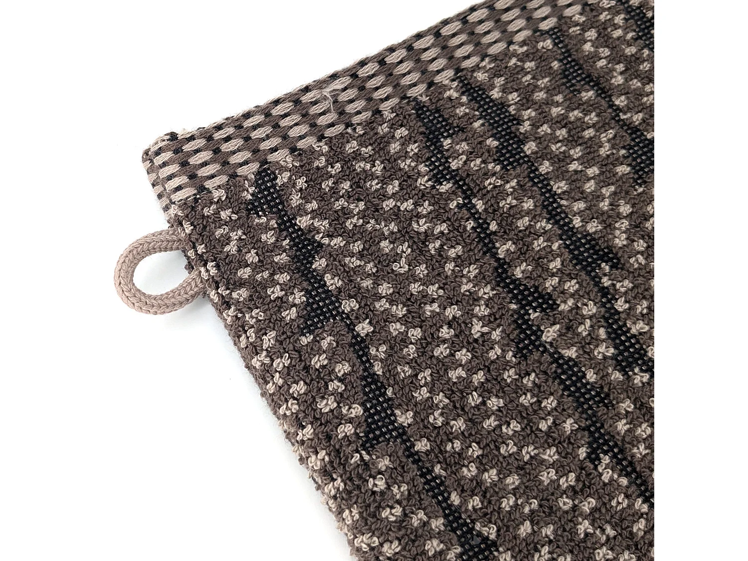 Lot de deux gants de toilette 16x21 cm pur coton collection OSAKA feuillage marron