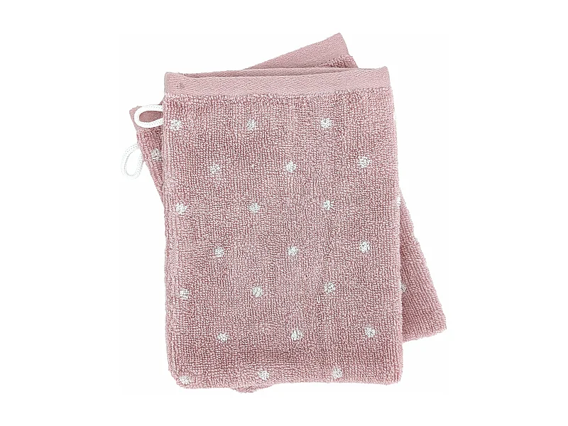 Lot de 2 gants de toilette 16x21 cm EFFICIENCE DOTS rose flamingo
