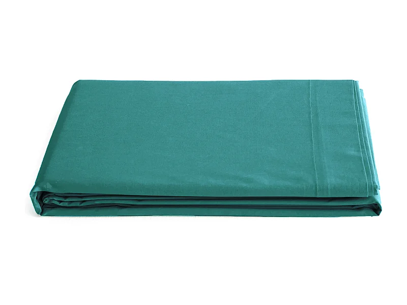 Drap plat 240x300 cm percale de coton MANOIR vert Canard