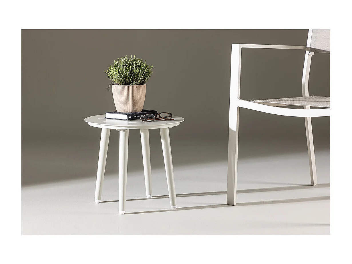 Table d'Appoint de Jardin Ronde "Lina" 40cm Beige