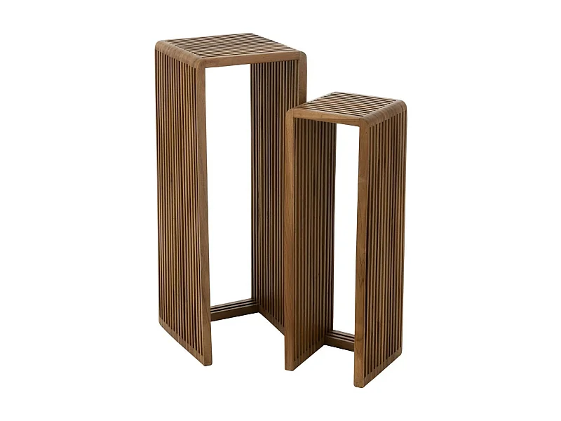 Consola cúbica nido de teca – juego de 2 muebles