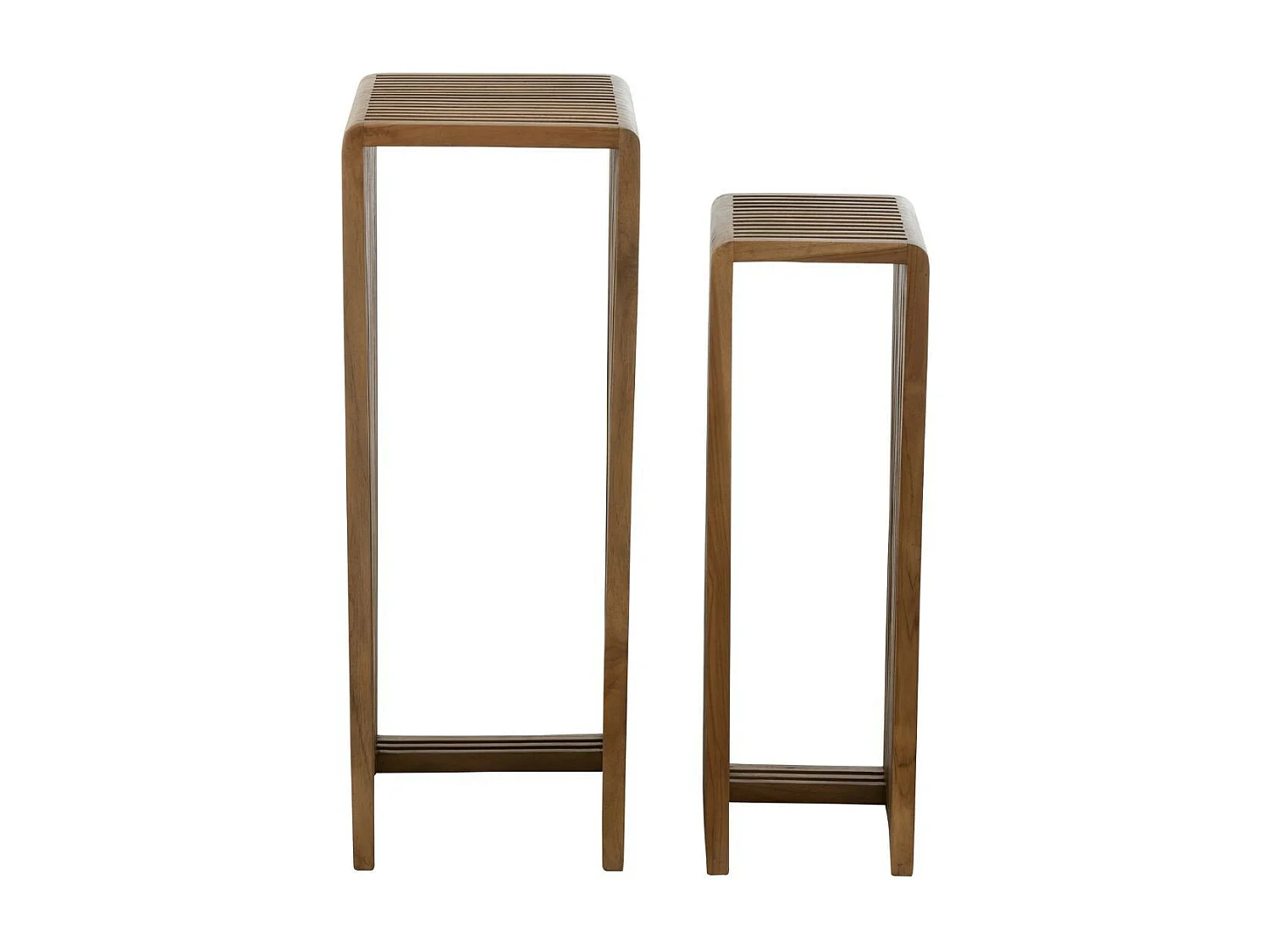 Lot de 2 Tables d'Appoint en Bois "Teck" 88cm Naturel
