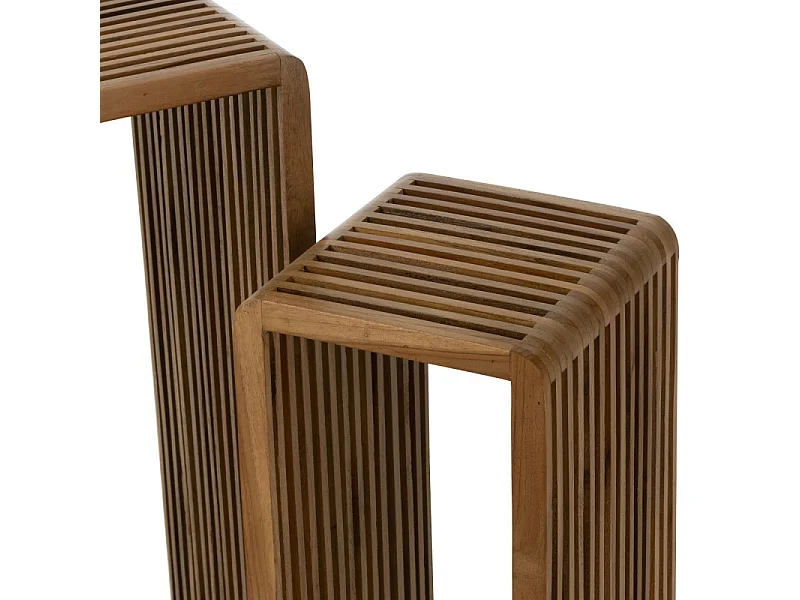 Lot de 2 Tables d'Appoint en Bois "Teck" 88cm Naturel