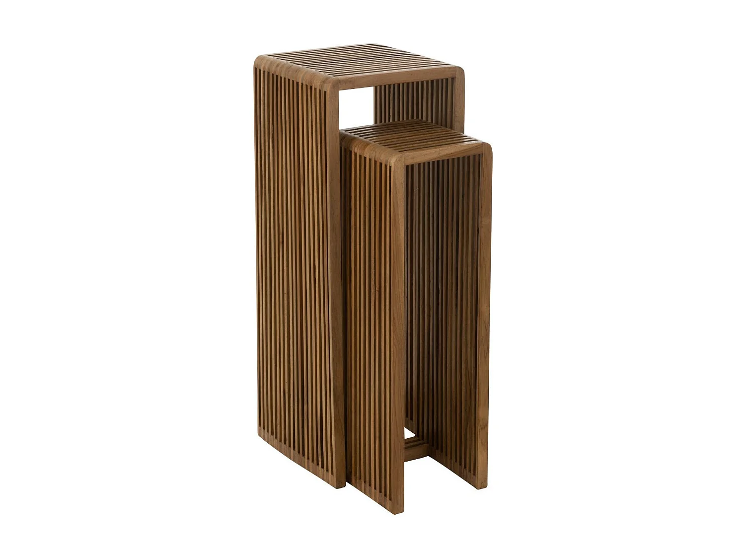 Consola cúbica nido de teca – juego de 2 muebles