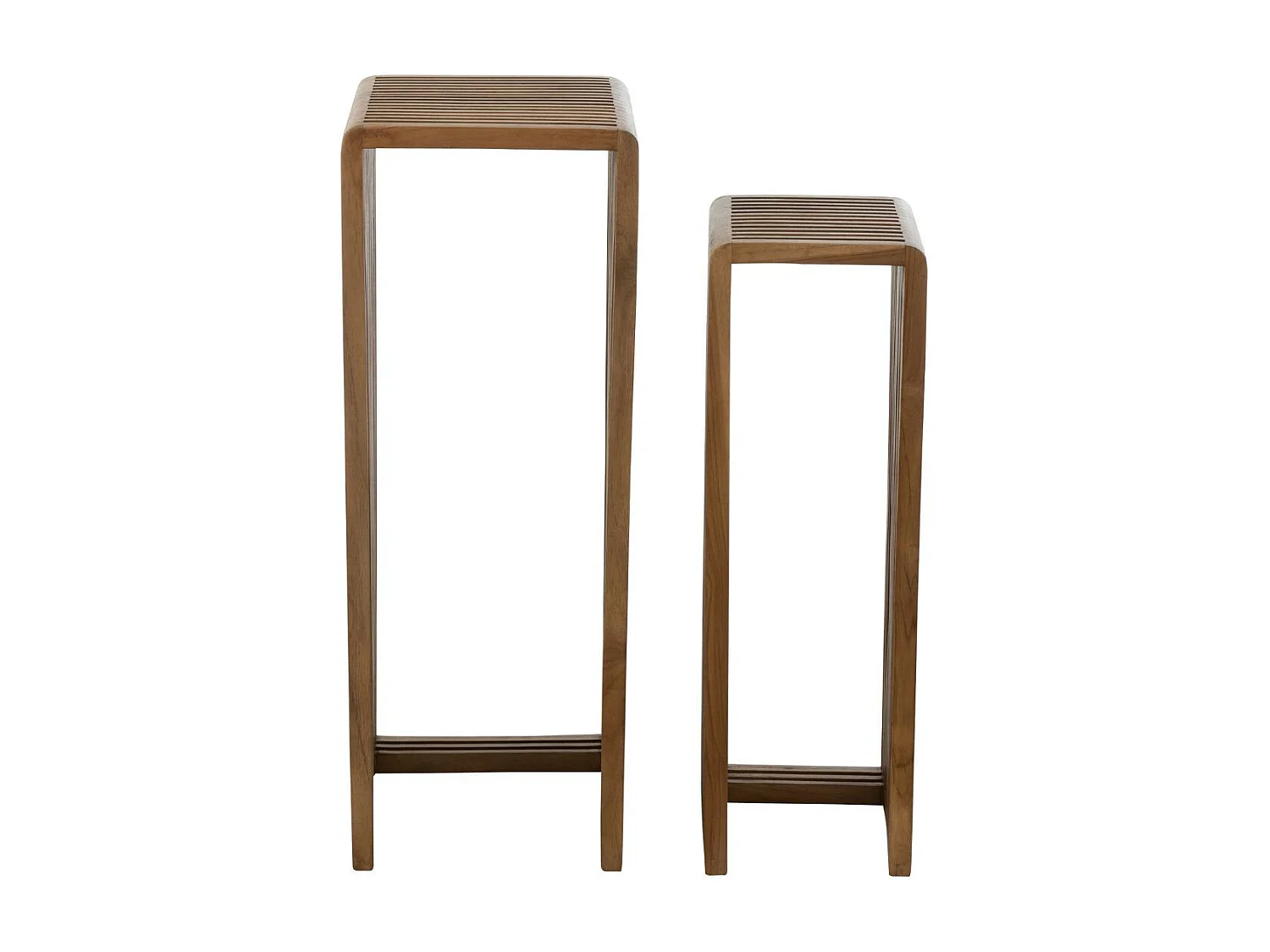 Consola cúbica nido de teca – juego de 2 muebles