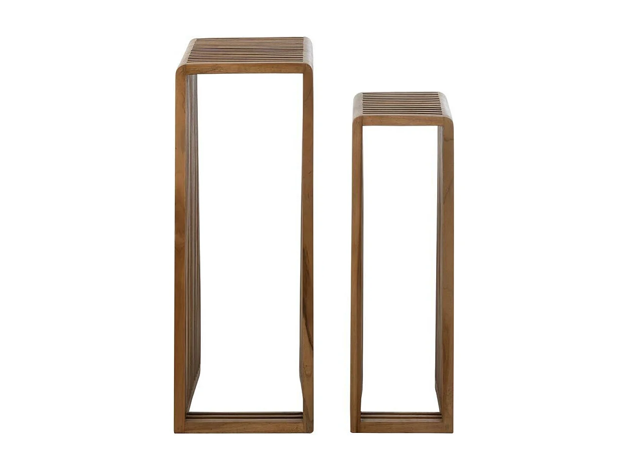 Lot de 2 Tables d'Appoint en Bois "Teck" 88cm Naturel