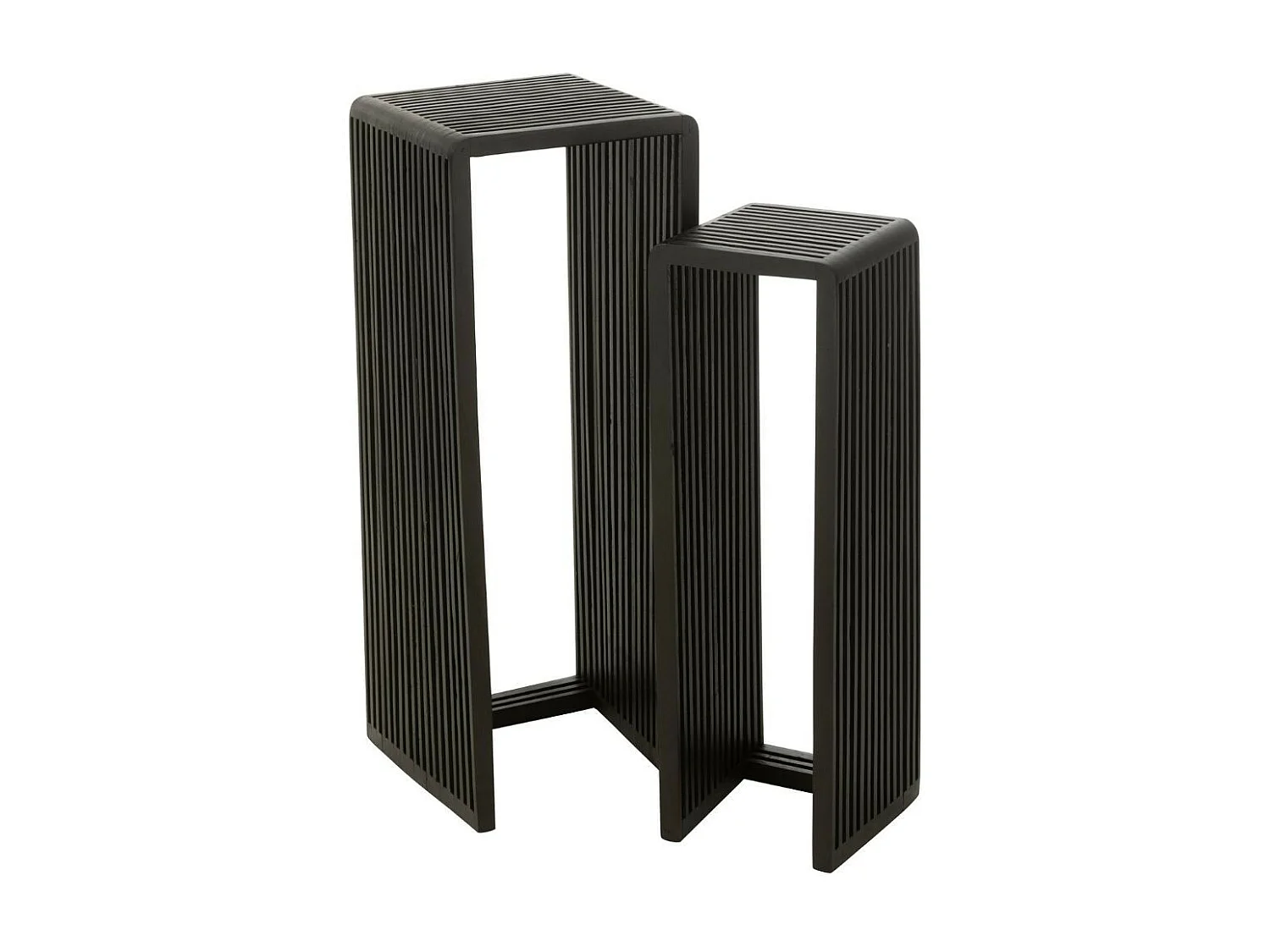 Lot de 2 Tables d'Appoint en Bois "Teck" 88cm Noir