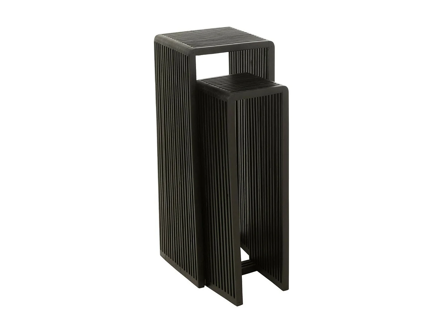 Lot de 2 Tables d'Appoint en Bois "Teck" 88cm Noir