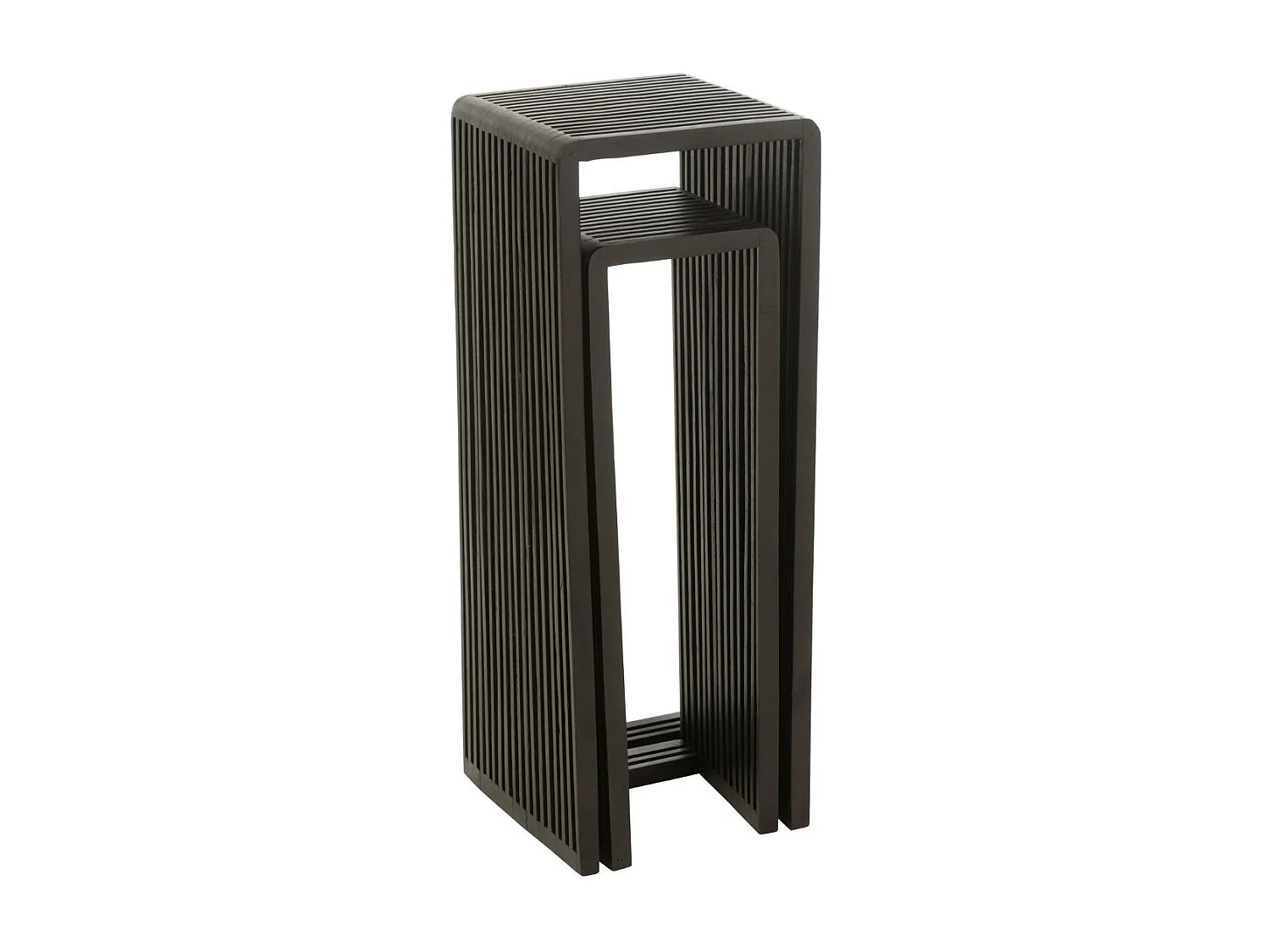 Lot de 2 Tables d'Appoint en Bois "Teck" 88cm Noir