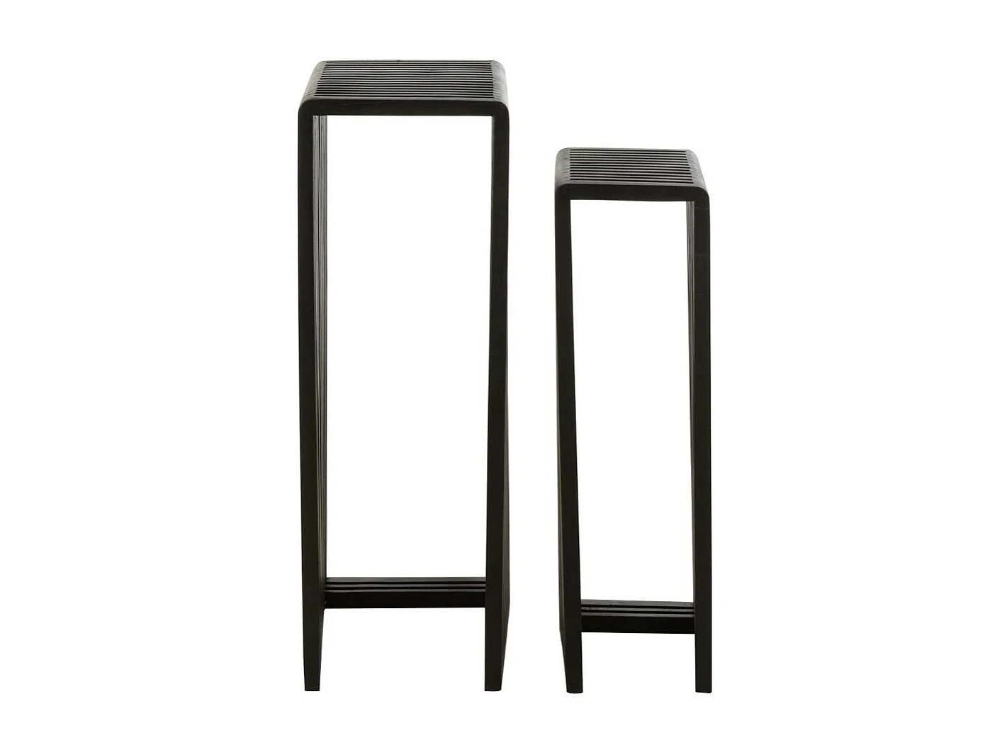 Lot de 2 Tables d'Appoint en Bois "Teck" 88cm Noir