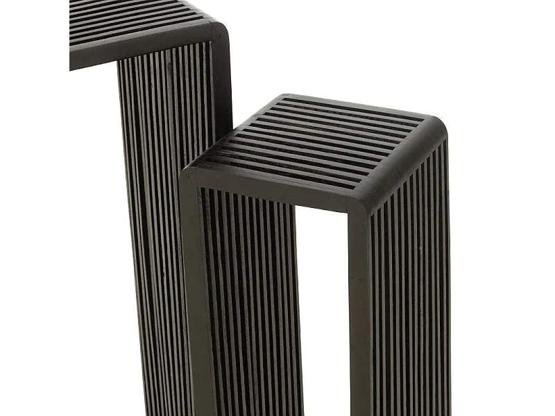 Lot de 2 Tables d'Appoint en Bois "Teck" 88cm Noir