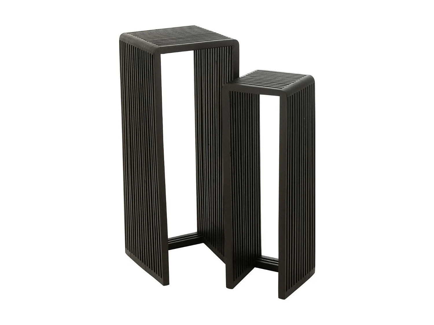 Lot de 2 Tables d'Appoint en Bois "Teck" 88cm Noir