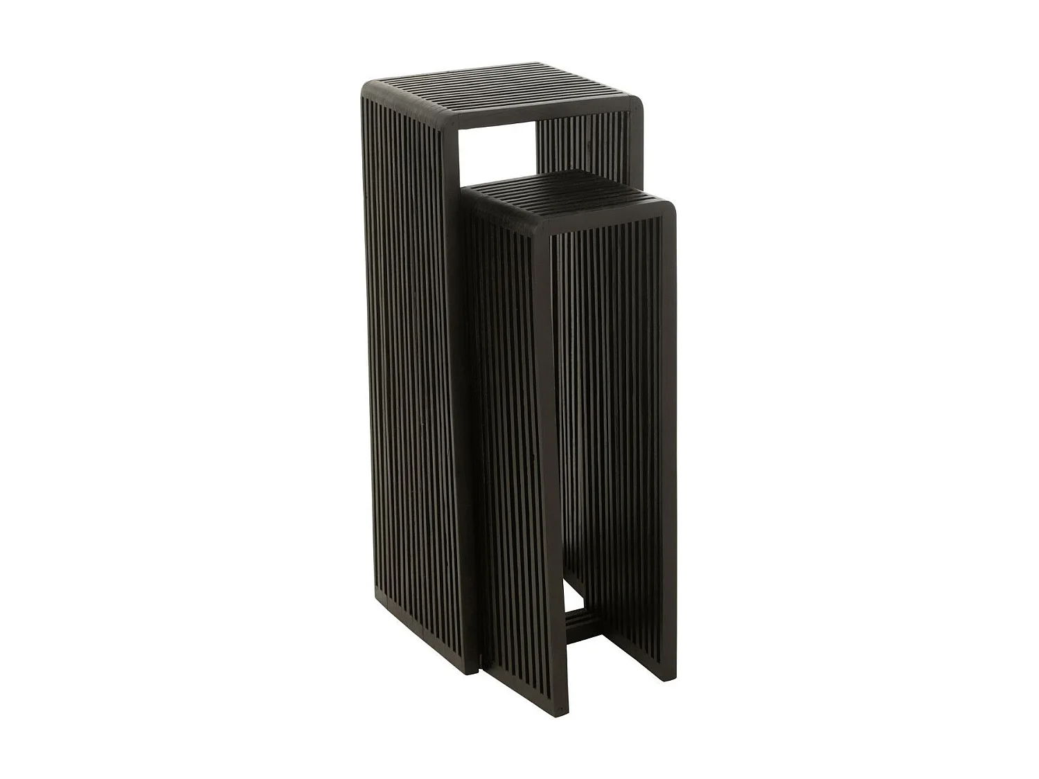 Lot de 2 Tables d'Appoint en Bois "Teck" 88cm Noir