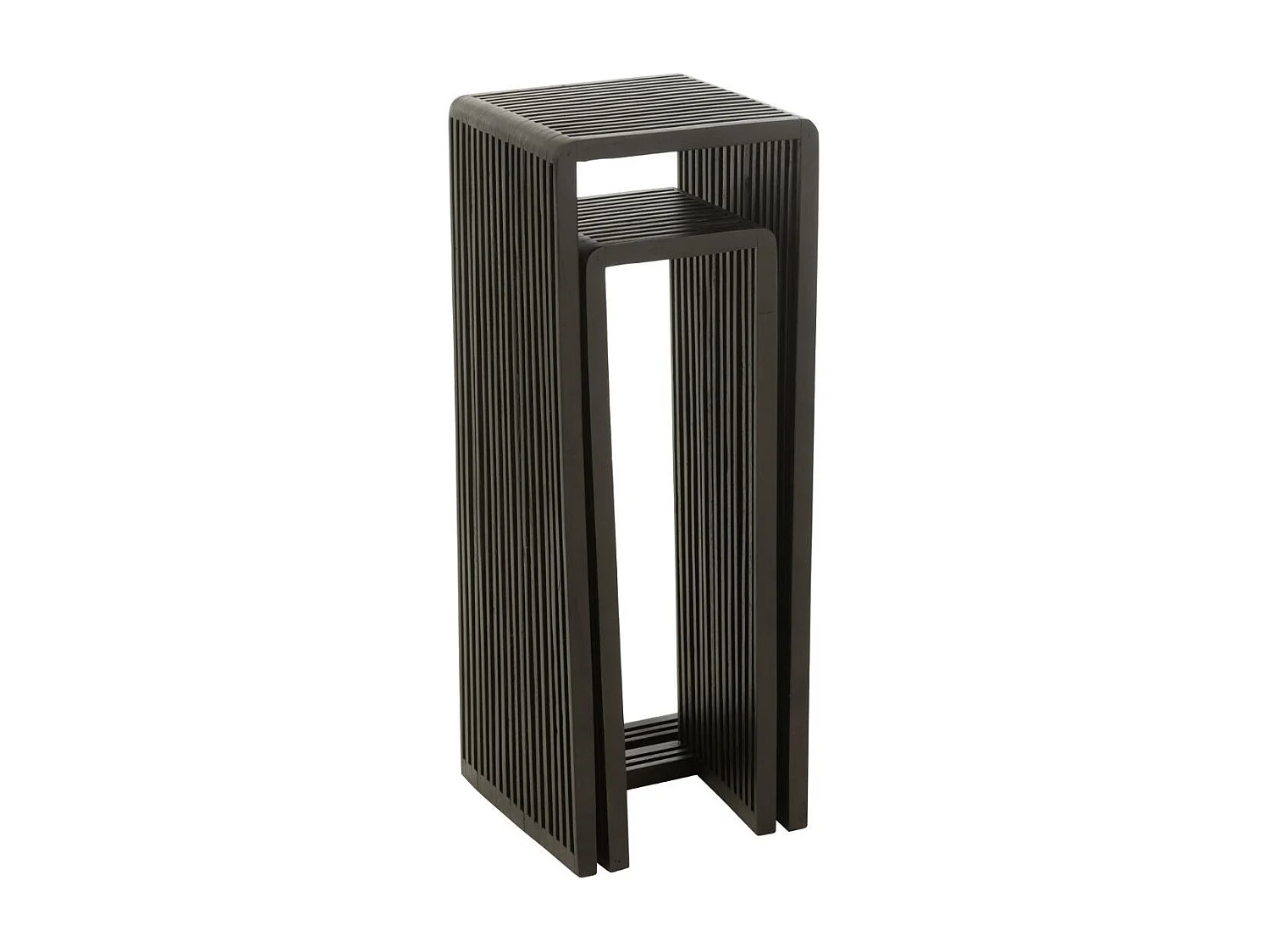 Lot de 2 Tables d'Appoint en Bois "Teck" 88cm Noir