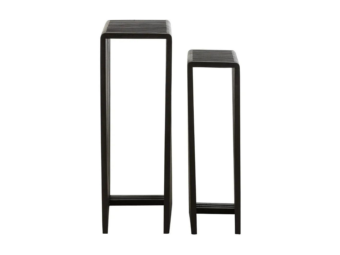 Lot de 2 Tables d'Appoint en Bois "Teck" 88cm Noir