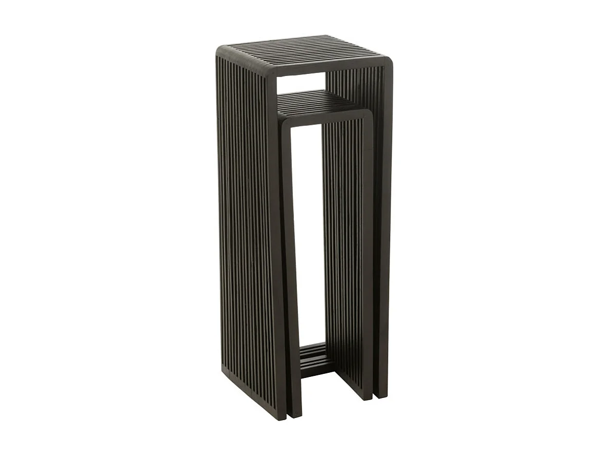 Lot de 2 Tables d'Appoint en Bois "Teck" 88cm Noir