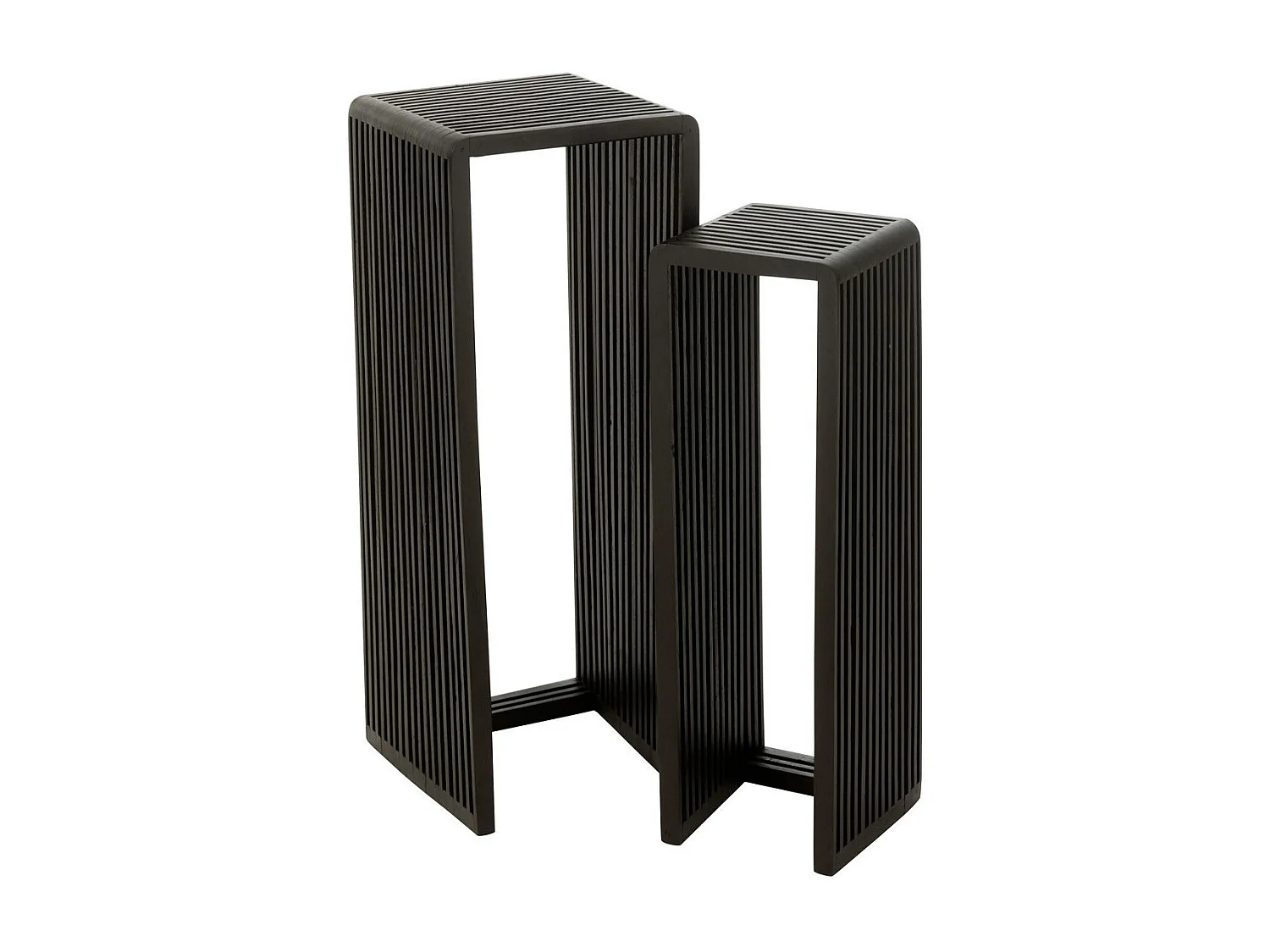 Lot de 2 Tables d'Appoint en Bois "Teck" 88cm Noir